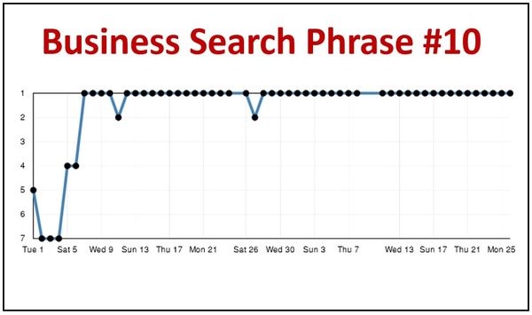 Business Search Phrase Ranking Result on Google number 10